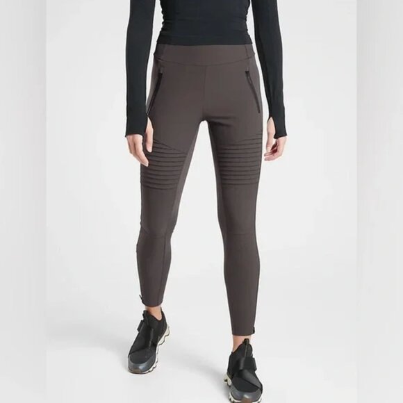Athleta Headlands Hybrid Moto Tight Arbor Olive Green Athleisure Ribbed Gorpcore - Picture 1 of 6